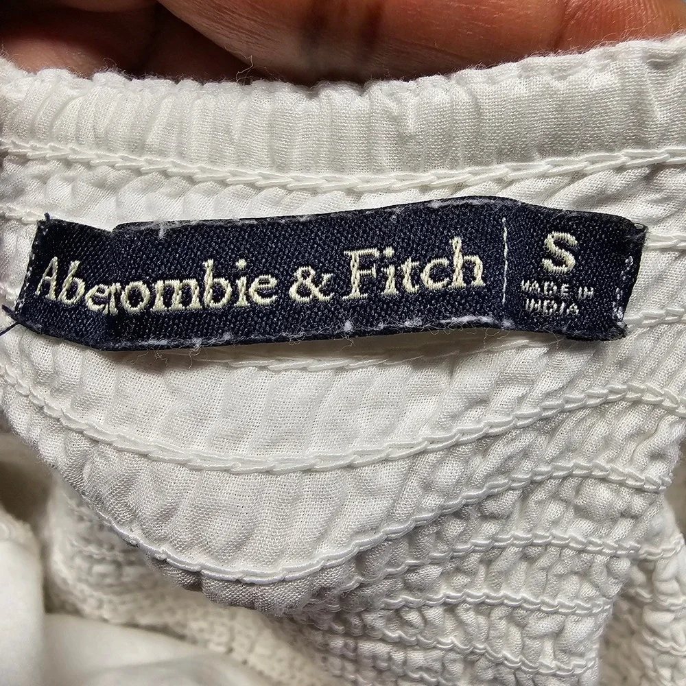 Abercrombie & Fitch White Cotton Button Front Mini Dress Pockets Womens Small